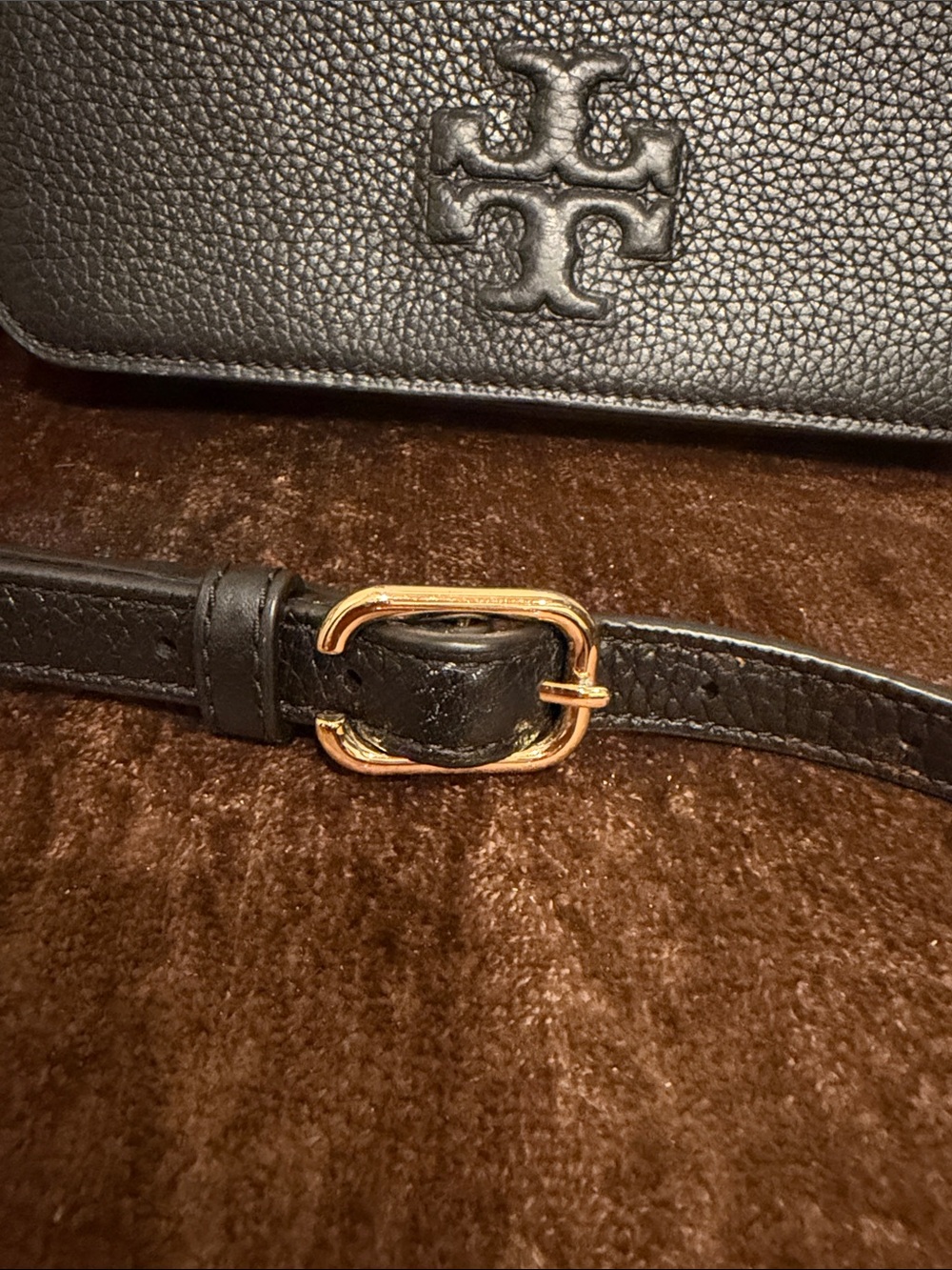 Tory Burch Black Pebbled Leather Crossbody with Tassels - Picture 7 of 12